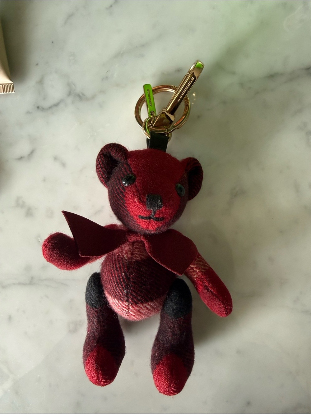 Burberry Thomas Bear Keychain - Red Plaid